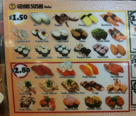 genki sushi menu hawaii